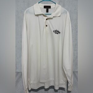 Vtg Cross Creek Callaway Golf Polo Shirt Men XL White Long Sleeve Pima Lisle USA